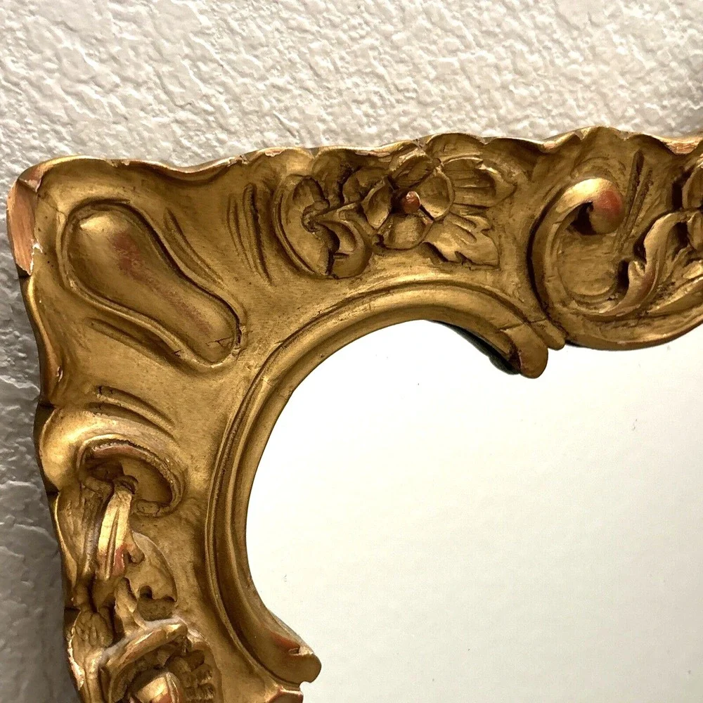 Antique Carved Wood Regency Rococo Style Gold Wall Mirror 23 x‎ 32